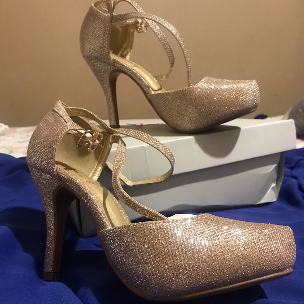 Golden high heels